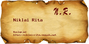 Niklai Rita névjegykártya